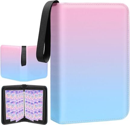 Card Binder 9 Pocket, 900 Pockets Card Holder Compatible with Game Cards Gift for Girls, Trading Card Binder Album Case Book Storage For Photocards, Large,Pink